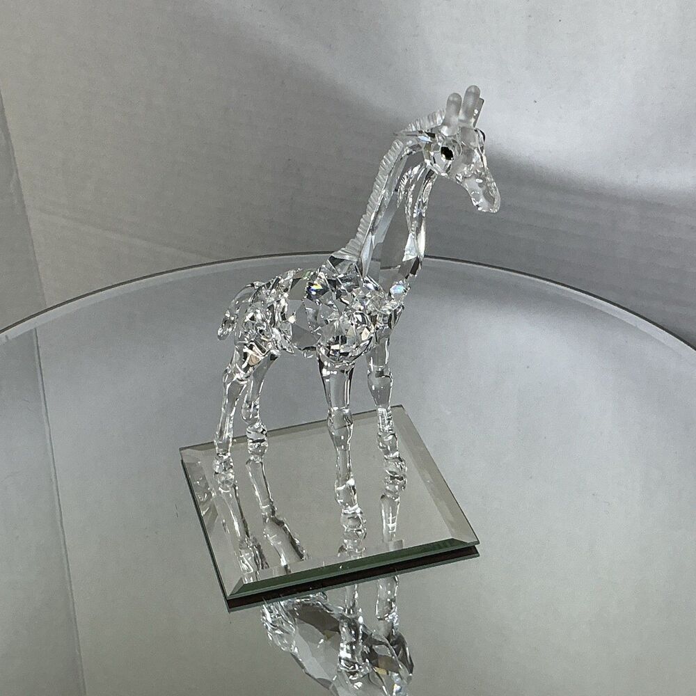 Swarovski Crystal BABY GIRAFFE 7603 Clear New In Box 5.5" Retired W/ Mirror - Picture 2 of 7